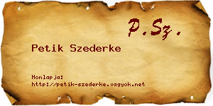 Petik Szederke névjegykártya